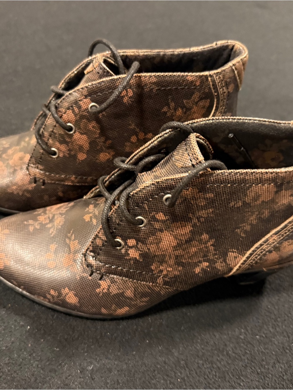 Rockport Brown Floral Lace-Up Ankle Boots